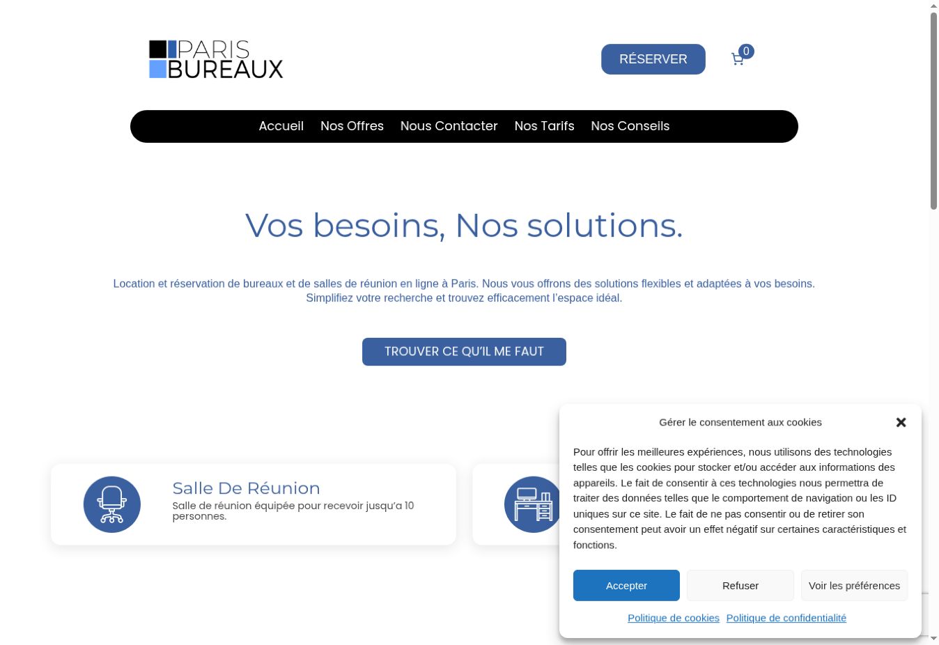 Paris Bureaux website homepage